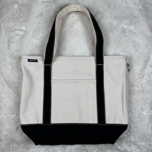 Lands End Boat Tote Bag Cotton Canvas White Sturdy Beach School Travel Everyday